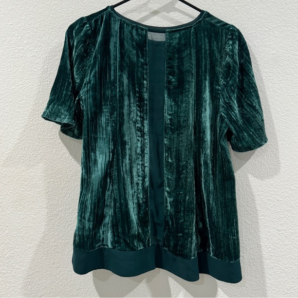 Anthropologie Maeve Green Gem Velvet Oversized Short Sleeve Blouse Top Size S - Picture 12 of 14